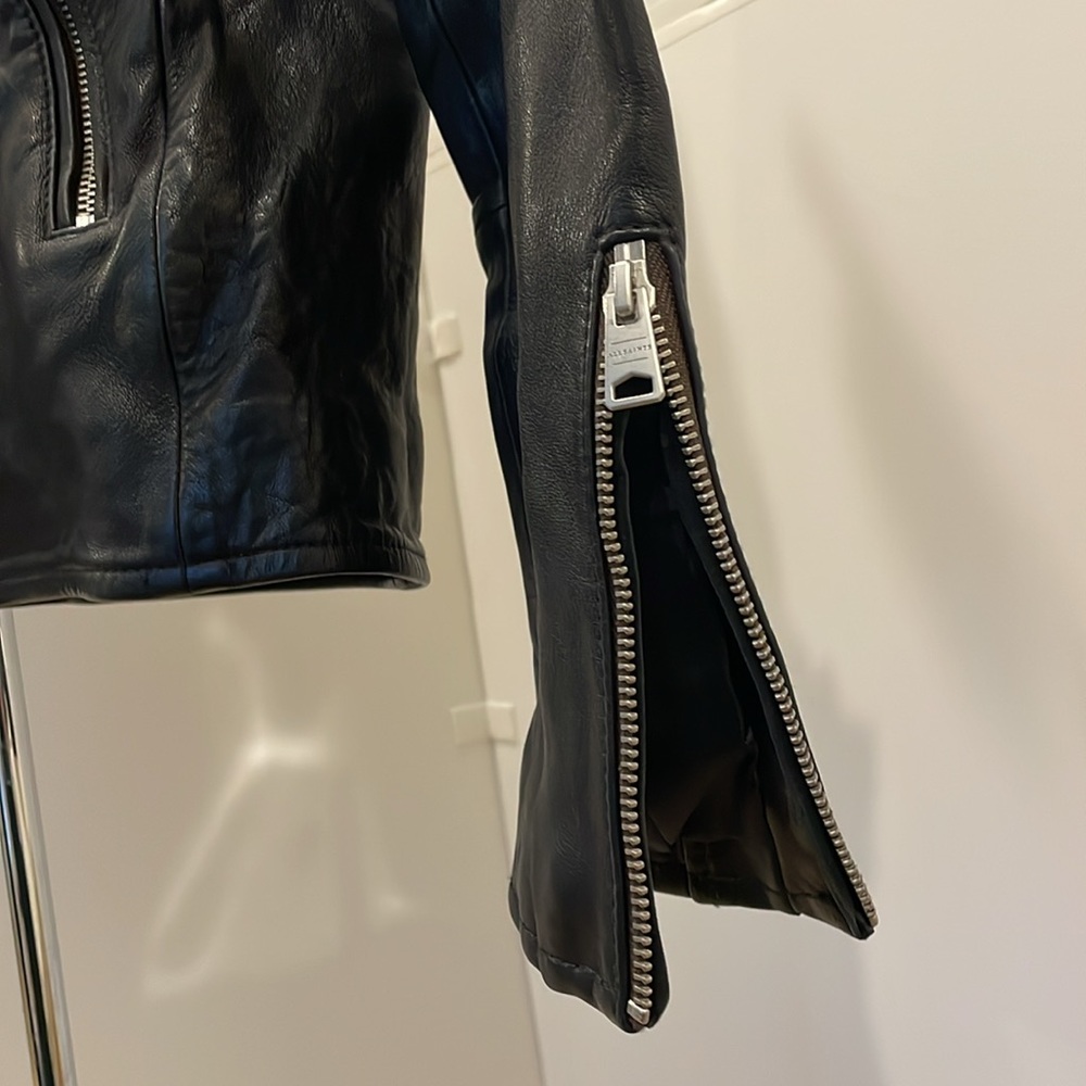 Men’s Black Leather AllSaints Jacket - Picture 6 of 7